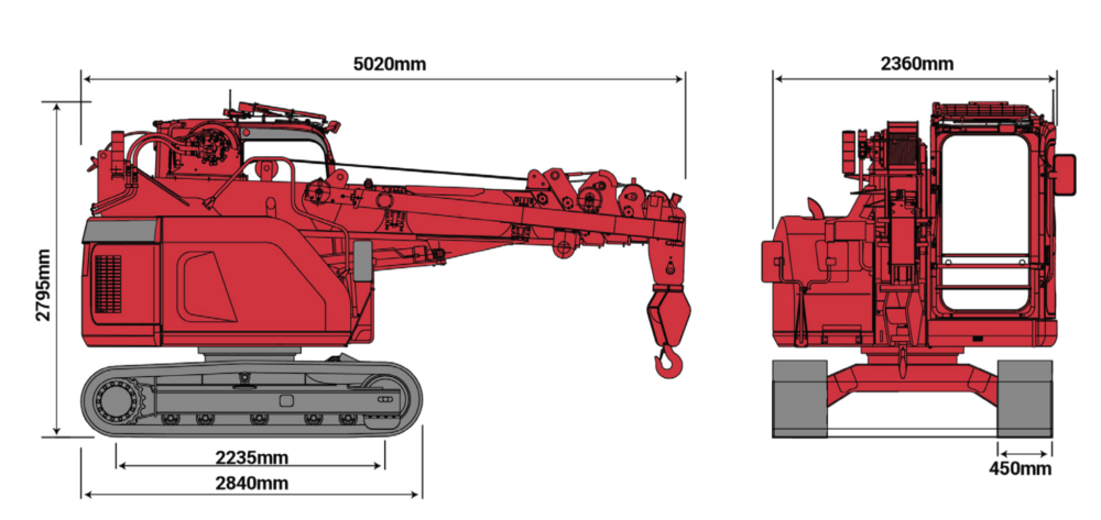LC 785 Mini Crawler Crane Dimensions